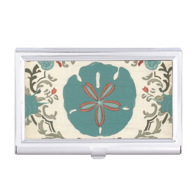 Coastal Damask I Business Card Holder (Front)
