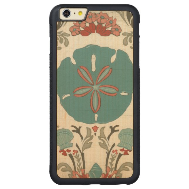 Coastal Damask I Carved Wood iPhone Case (Back)