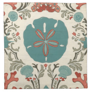 Coastal Damask I Cloth Napkin