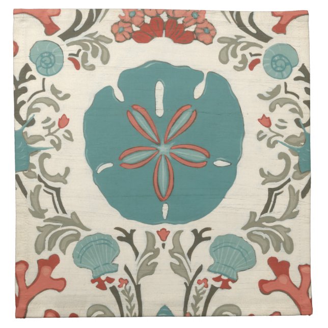 Coastal Damask I Cloth Napkin (Front)