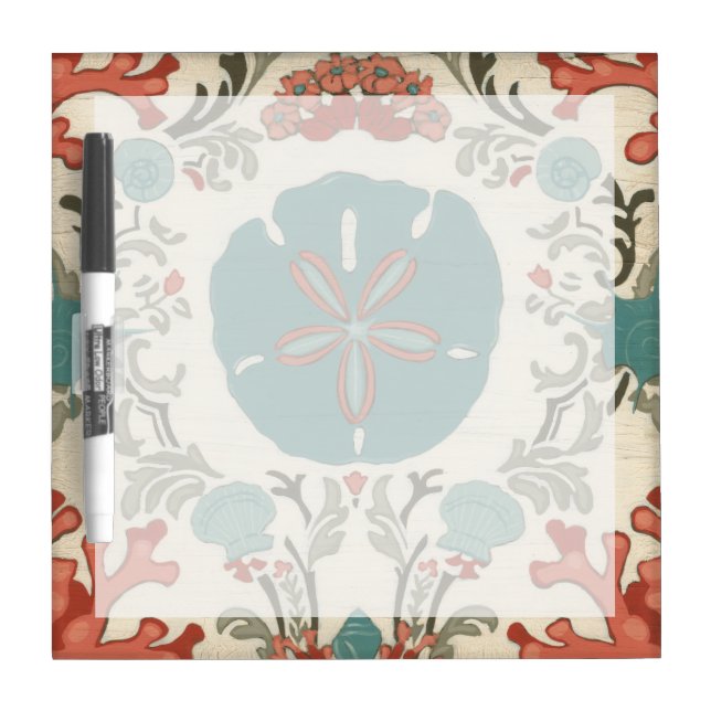 Coastal Damask I Dry Erase Board (Front)