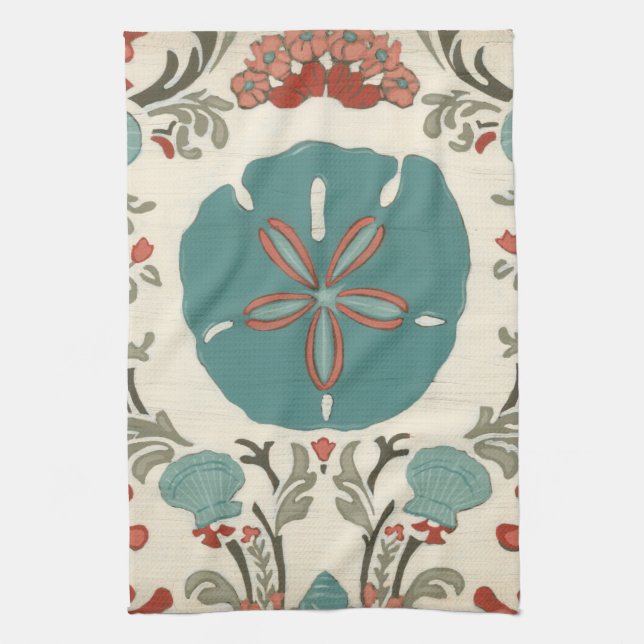 Coastal Damask I Kitchen Towel (Vertical)