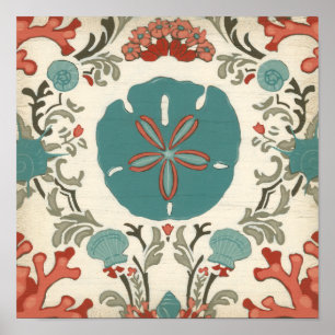 Coastal Damask I Poster