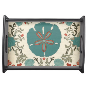 Coastal Damask I Serving Tray