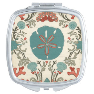 Coastal Damask I Vanity Mirror