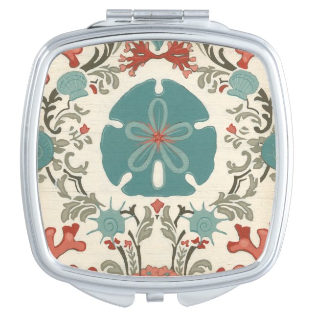 Coastal Damask II Compact Mirror (Front)