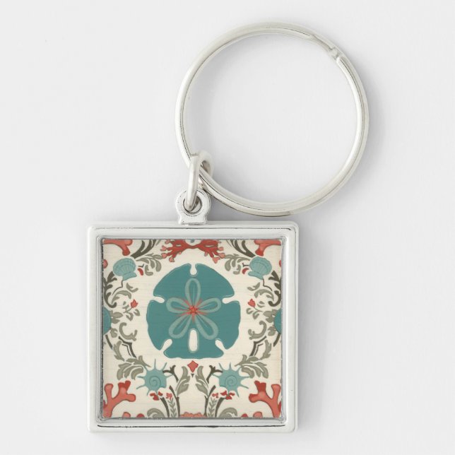 Coastal Damask II Keychain (Front)