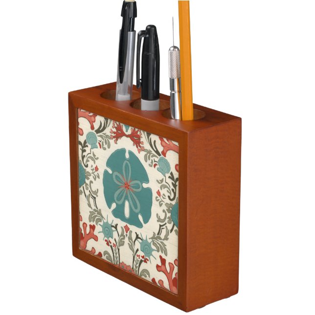Coastal Damask II Pencil/Pen Holder (In Situ)