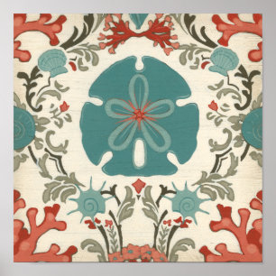 Coastal Damask II Poster