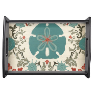 Coastal Damask II Serving Tray