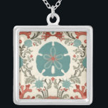 Coastal Damask II Silver Plated Necklace<br><div class="desc">Marine Life</div>