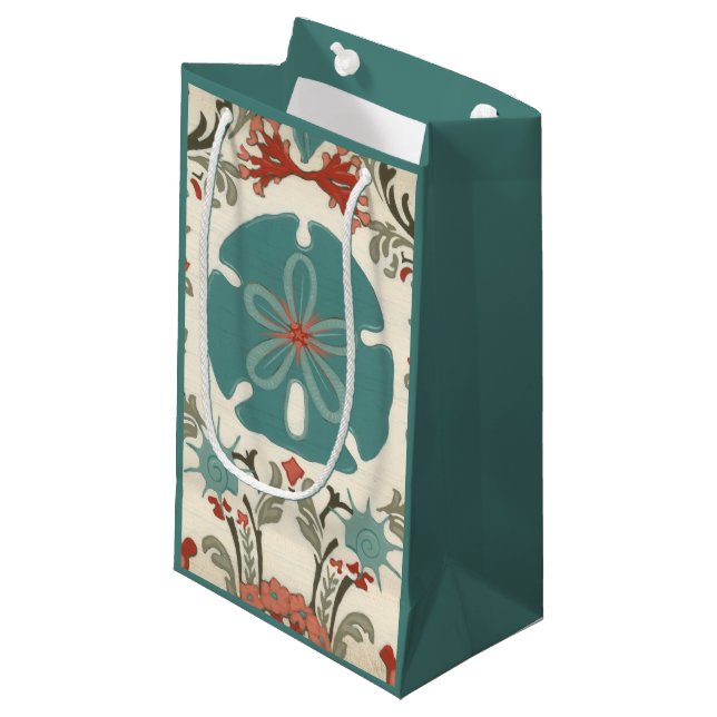 Coastal Damask II Small Gift Bag (Front Angled)