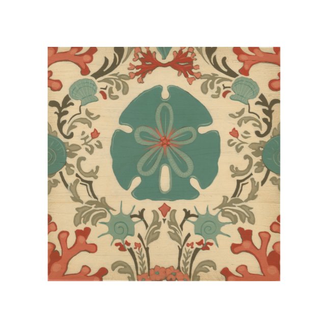 Coastal Damask II Wood Wall Art (Front)
