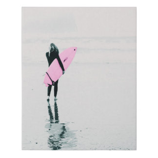 Coastal Decor Surfer Girl Surf Wall Art Canvas