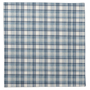 Coastal Denim Blue & Cream Tartan Plaid Cloth Napkin