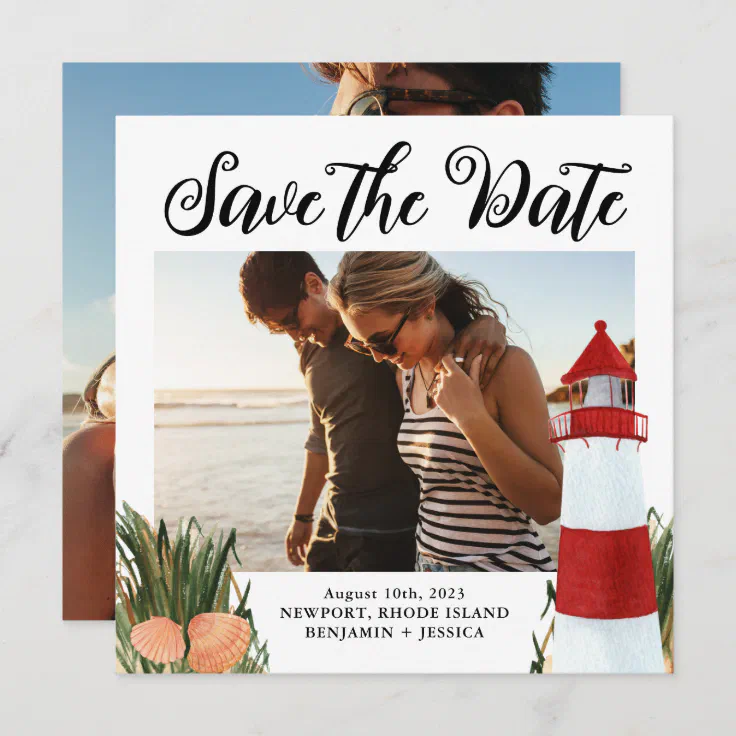 Coastal Destination Wedding Photo Black Save The Date