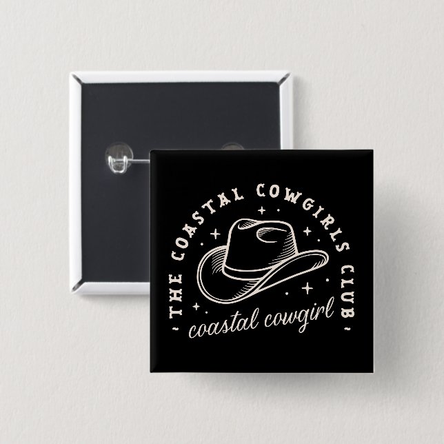 Coastal disco cosmic cowgirls black aesthetic button (Front & Back)