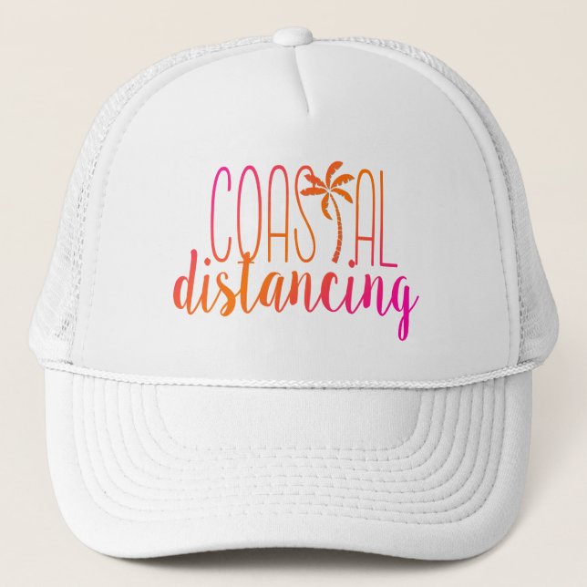 Coastal Distancing | Pink and Orange Beach Hat (Front)