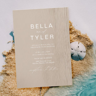 Coastal Driftwood Ivory Beach Ocean Modern Wedding Invitation