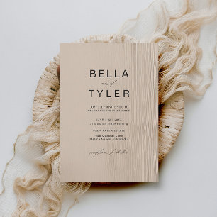 Coastal Driftwood Sand Beach Ocean Modern Wedding Invitation