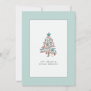 Coastal Driftwood Tree Beach Family Christmas Holiday Card
