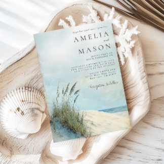 Coastal Dune Sea Grass Beach Wedding Invitation