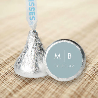 Coastal Dusty Aqua Wedding Monogram Hershey®'s Kisses®