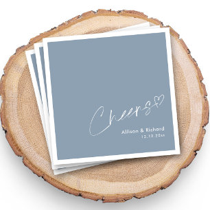 Coastal Dusty Blue Signature Cheers Wedding Napkins