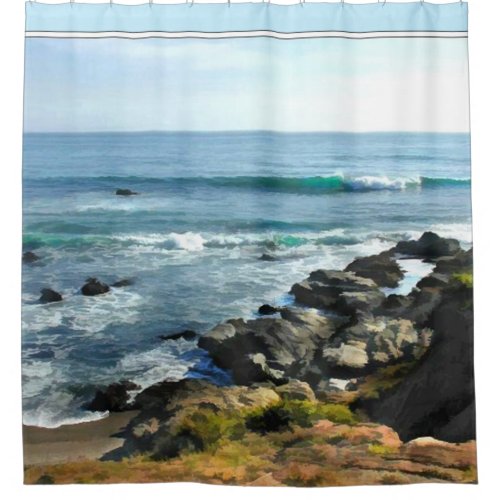 Coastal Edge of Pacific Ocean Central California Shower Curtain