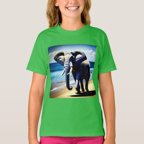 Coastal Elegance Majestic Elephant T_Shirt