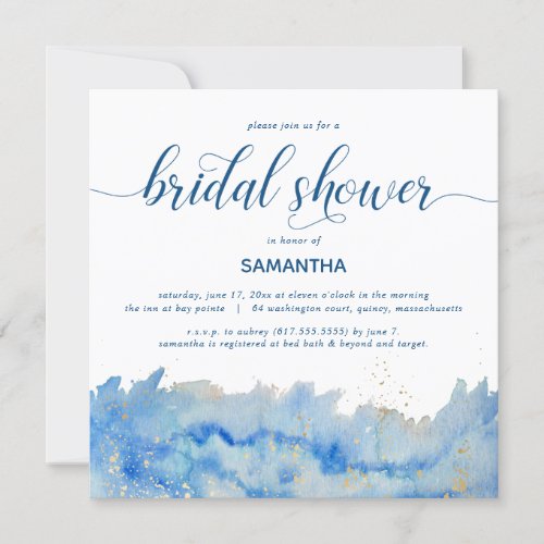 Coastal Elegance Watercolor Bridal Shower Invitation