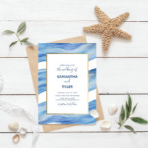 Coastal Elegance Watercolor Wave in Classic Blue