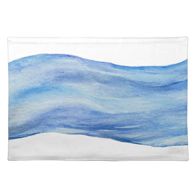 Coastal Elegance Watercolor Wave Placemat (Front)