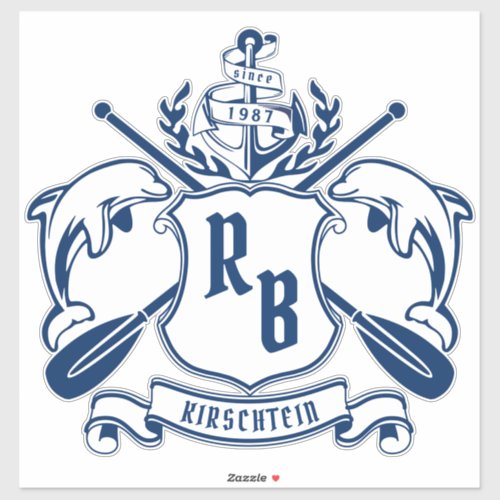 Coastal Emblem Dolphins Anchor Oar Shield Nautical Sticker Coastal Emblem Dolphins Anchor Oar Shield Nautical Sticker