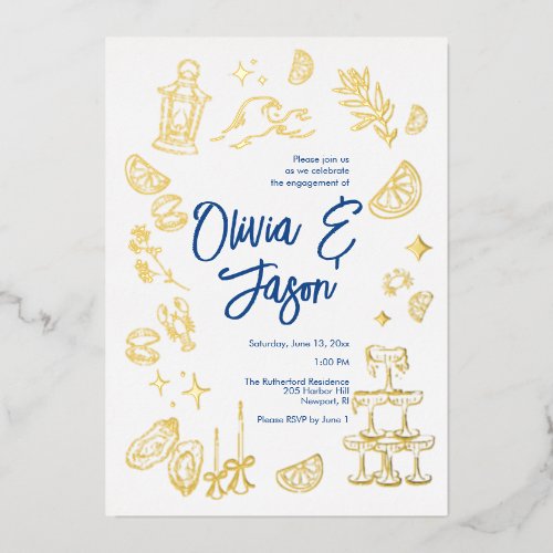 Coastal Engagement Party Foil Invitation