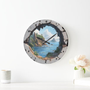 Coastal Escape" - Nautical Brocken Window Large Clock