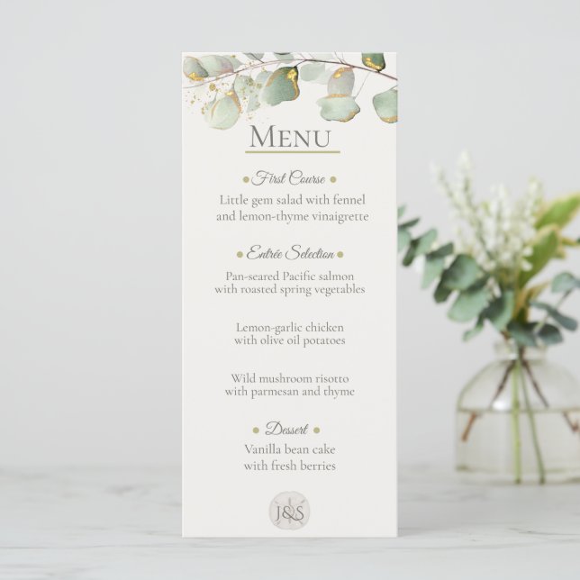 Coastal Eucalyptus Wedding Menu Card (Standing Front)