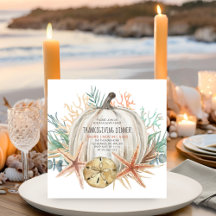 Coastal Fall Pumpkin and Seashells Thanksgiving