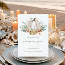 Coastal Fall Pumpkin Seashells Thanksgiving Dinner