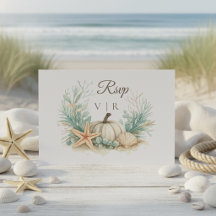 Coastal Fall Seashell Pumpkin Wedding