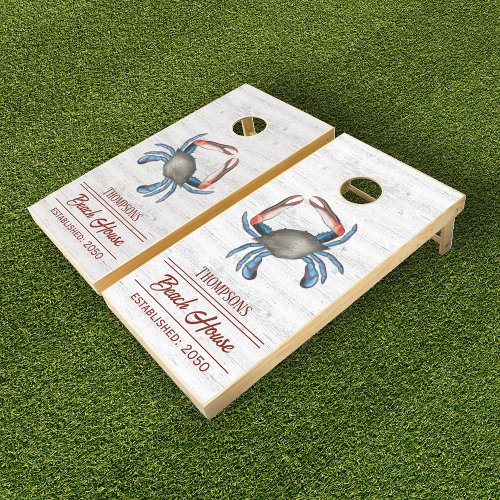 Coastal Family Blue Crab Personalized Cornhole Set