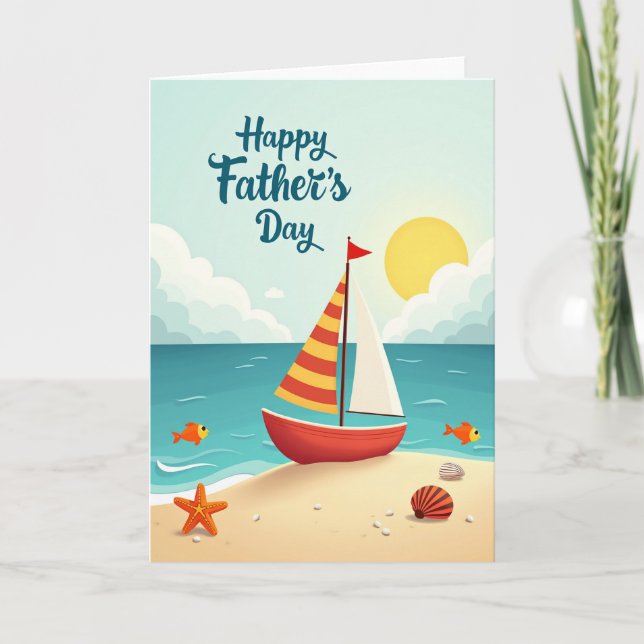 Coastal Fathers Day Sailboat Card (Front)