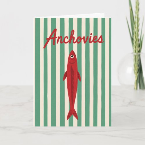 Coastal Fish Sardine Anchovy Illustration Retro Card