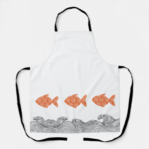 Coastal Fish & Waves Apron