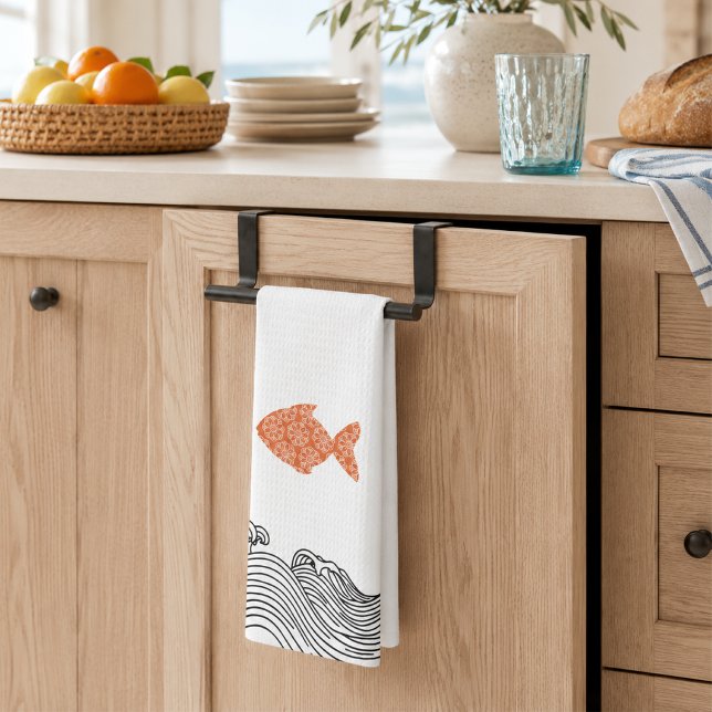 Coastal Fish & Waves Kitchen Towel (Creator Uploaded)