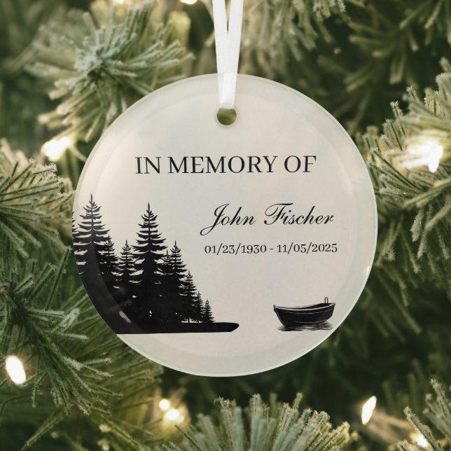Coastal Fisherman Maritime Personalized Memorial Glass Ornament (Insitu)