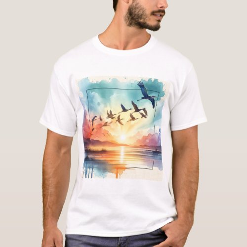 Coastal Flight 2 _ Watercolor T_Shirt