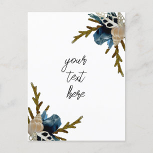 Coastal floral bouquet marine folded greeting card