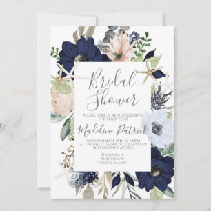 Coastal Floral Bridal Shower Invitation