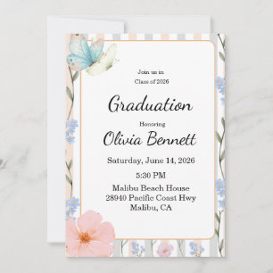 Coastal Floral Graduation 2026 Invitation